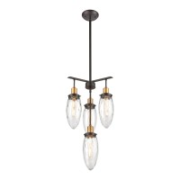 Shinzu 4-Light Chandelier In Oil Rubbed Bronze With Clear Water Glass