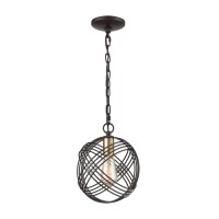 Concentric 1-Light Mini Pendant In Oil Rubbed Bronze With Clear Crystal Beads