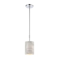 Lexington Avenue 1-Light Mini Pendant In Polished Chrome With Thick White Marble