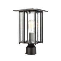 Radnor 1-Light Post Mount In Matte Black With Seedy Glass