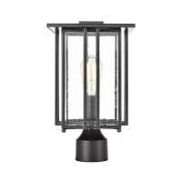 Radnor 1-Light Post Mount In Matte Black With Seedy Glass