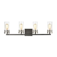 Bergenline 4-Light Vanity Light In Matte Black With Clear Glass