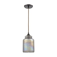 Illuminessence 1-Light Mini Pendant In Oil Rubbed Bronze With Textured Gray Dichroic Glass