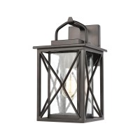 Carriage Light 1-Light Sconce In Matte Black With Seedy Glass