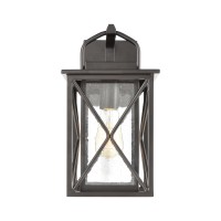 Carriage Light 1-Light Sconce In Matte Black With Seedy Glass