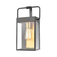 Knowlton 1-Light Sconce In Matte Black With Seedy Glass