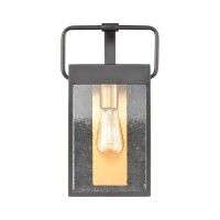 Knowlton 1-Light Sconce In Matte Black With Seedy Glass