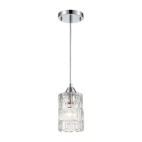 Ezra 1-Light Mini Pendant In Polished Chrome With Textured Clear Crystal