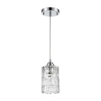 Ezra 1-Light Mini Pendant In Polished Chrome With Textured Clear Crystal