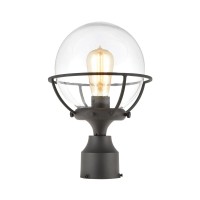 Girard 1-Light Post Mount In Charcoal With Clear Glass