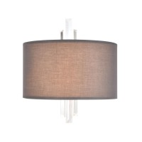 Crystal Falls 2-Light Sconce In Satin Nickel With Graphite Fabric Shade