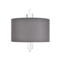 Crystal Falls 2-Light Sconce In Satin Nickel With Graphite Fabric Shade