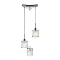 Ezra 3-Light Pendant In Polished Chrome With Textured Clear Crystal