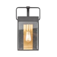 Knowlton 1-Light Sconce In Matte Black With Seedy Glass