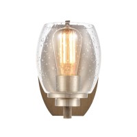 Bixler 1-Light Sconce In Light Wood With Seedy Glass