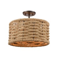 Weaverton 2-Light Semi Flush Mount In Oil Rubbed Bronze With Rope