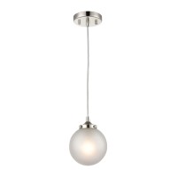 Boudreaux 1-Light Mini Pendant In Polished Nickel With Frosted