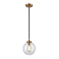 Boudreaux 1-Light Mini Pendant In Matte Black With Clear Glass