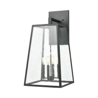 Meditterano 4-Light Sconce In Charcoal With Seedy Glass