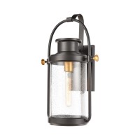 Wexford 1-Light Sconce In Matte Black With Seedy Glass