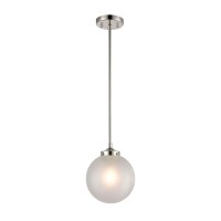 Boudreaux 1-Light Mini Pendant In Polished Nickel With Frosted