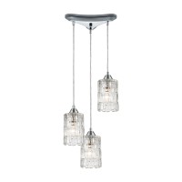 Ezra 3-Light Pendant In Polished Chrome With Textured Clear Crystal