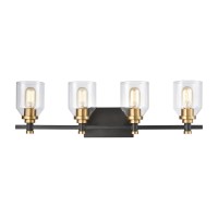 Cambria 4-Light Vanity Light In Matte Black With Clear Glass