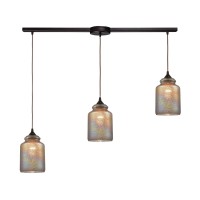 Illuminessence 3-Light Pendant In Oil Rubbed Bronze With Textured Gray Dichroic Glass