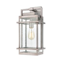 Breckenridge 1-Light Sconce In Weathered Zinc With Seedy Glass