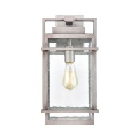 Breckenridge 1-Light Sconce In Weathered Zinc With Seedy Glass