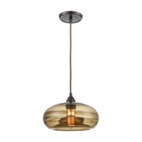 Hazelton 1-Light Mini Pendant In Oil Rubbed Bronze With Earth Brown Fused Glass