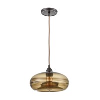 Hazelton 1-Light Mini Pendant In Oil Rubbed Bronze With Earth Brown Fused Glass