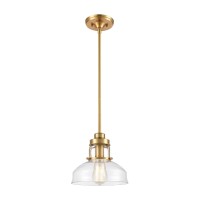 Manhattan Boutique 1-Light Mini Pendant In Brushed Brass With Clear Glass