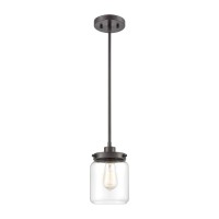 Mason 1-Light Mini Pendant In Oil Rubbed Bronze With Clear Glass