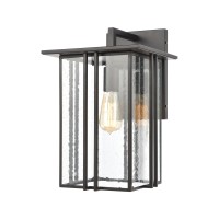 Radnor 1-Light Sconce In Matte Black With Seedy Glass