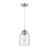 Josie 1-Light Mini Pendant In Satin Nickel With Clear Glass