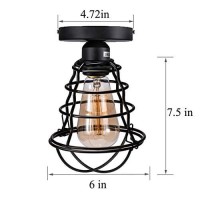 Vintage Semi Flush Mount Ceiling Light, Asnxcju Industrial Black Metal Cage Farmhouse Ceiling Light Fixture For Hallway Porch Stairway Bedroom Kitchen 2 Pack, E26 Base, Ul Listed