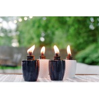 Tiki Brand Glass Table Torch Decorative Outdoor Torch For Patio Lawn And Backyard Herringbone Blue 3Pack 575 Inch 1118114