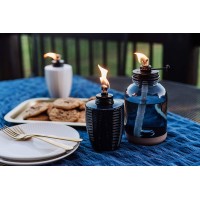 Tiki Brand Glass Table Torch Decorative Outdoor Torch For Patio Lawn And Backyard Herringbone Blue 3Pack 575 Inch 1118114