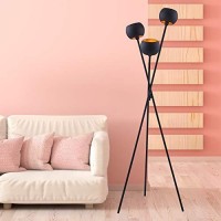 Archiology Tripod Floor Lamp - Black Modern Floor Lamp With 3 Matte Black Globe Head & Interwining Tripod Legs Perfectafor Mid-Century Living Room And Bedroom