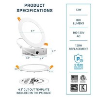 Parmida (6 Pack) 6 Inch Ultra-Thin Led Recessed Ceiling Light With Junction Box, 12W, Dimmable Canless Wafer Slim Panel Downlight, Ic Rated, Etl-Listed - 2700K