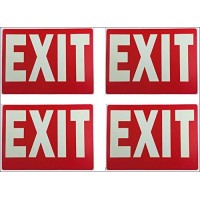 Exit Sign Glow-In-The-Dark Exit Sign, 12 By 8 Inches, Photoluminescent By Natraco (4 Pack)