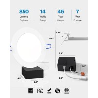 Sunco 16 Pack 6 Inch Ultra Thin Led Recessed Ceiling Lights Smooth Trim 5000K Daylight Dimmable 14W100W Wafer Thin Canless With