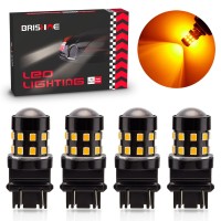 Brishine 4-Pack Super Bright 3157 3156 3057 4057 4157 Led Bulbs Amber Yellow 9-30V Non-Polarity 24-Smd Led Chipsets With Projector For Turn Signal Lights, Side Marker Lights