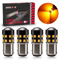 Brishine 4-Pack Super Bright 1157 2057 2357 7528 1157A Led Bulbs Amber Yellow 9-30V Non-Polarity 24-Smd Led Chipsets With Projector For Turn Signal Lights, Side Marker Lights