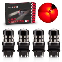 Brishine 4-Pack Super Bright 3157 3156 3057 4057 3157K Led Bulbs Brilliant Red 9-30V Non-Polarity 24-Smd Led Chipsets With Projector For Brake Tail Lights, Turn Signal Lights