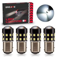 Brishine 4-Pack Super Bright 1157 2057 2357 7528 Bay15D Led Bulbs 6000K Xenon White 24-Smd Led Chipsets With Projector For Backup Reverse Lights, Parking Lights, Daytime Running Lights