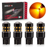 Brishine 4-Pack Super Bright 7443 7440 992 T20 7444Na Led Bulbs Amber Yellow 9-30V Non-Polarity 24-Smd Led Chipsets With Projector For Turn Signal Lights, Side Marker Lights