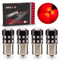 Brishine 4-Pack Super Bright 1156 1073 1141 7506 Ba15S Led Bulbs Brilliant Red 9-30V Non-Polarity 24-Smd Led Chipsets With Projector For Brake Tail Lights, Turn Signal Lights