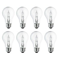 A19 Clear Halogen Light Bulb, 29 Watt, (40W Equivalent), 2700K Soft White, E26 Medium Base, 380 Lumens, 120V (8 Pack)